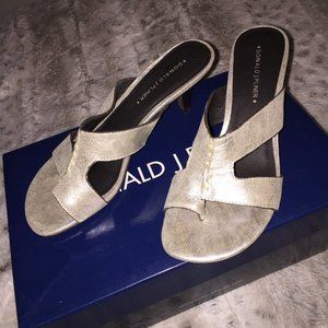 Donald J Pliner Low heel silver  metallic sandals